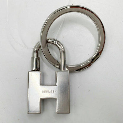 Hermes Key Holder Cadena Quiz Rainbow Silver Metal