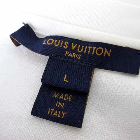 Louis Vuitton T-Shirt Short Sleeve Logo Print L White Gold Twd