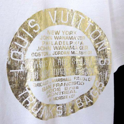 Louis Vuitton T-Shirt Short Sleeve Logo Print L White Gold Twd