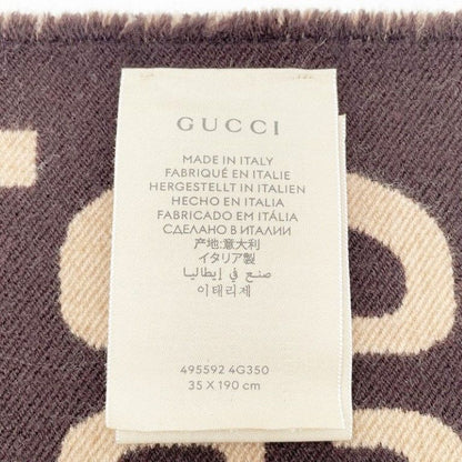 Gucci Scarf GG Jacquard Brown Beige 91% Wool 9% Silk