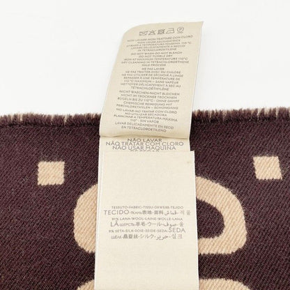Gucci Scarf GG Jacquard Brown Beige 91% Wool 9% Silk
