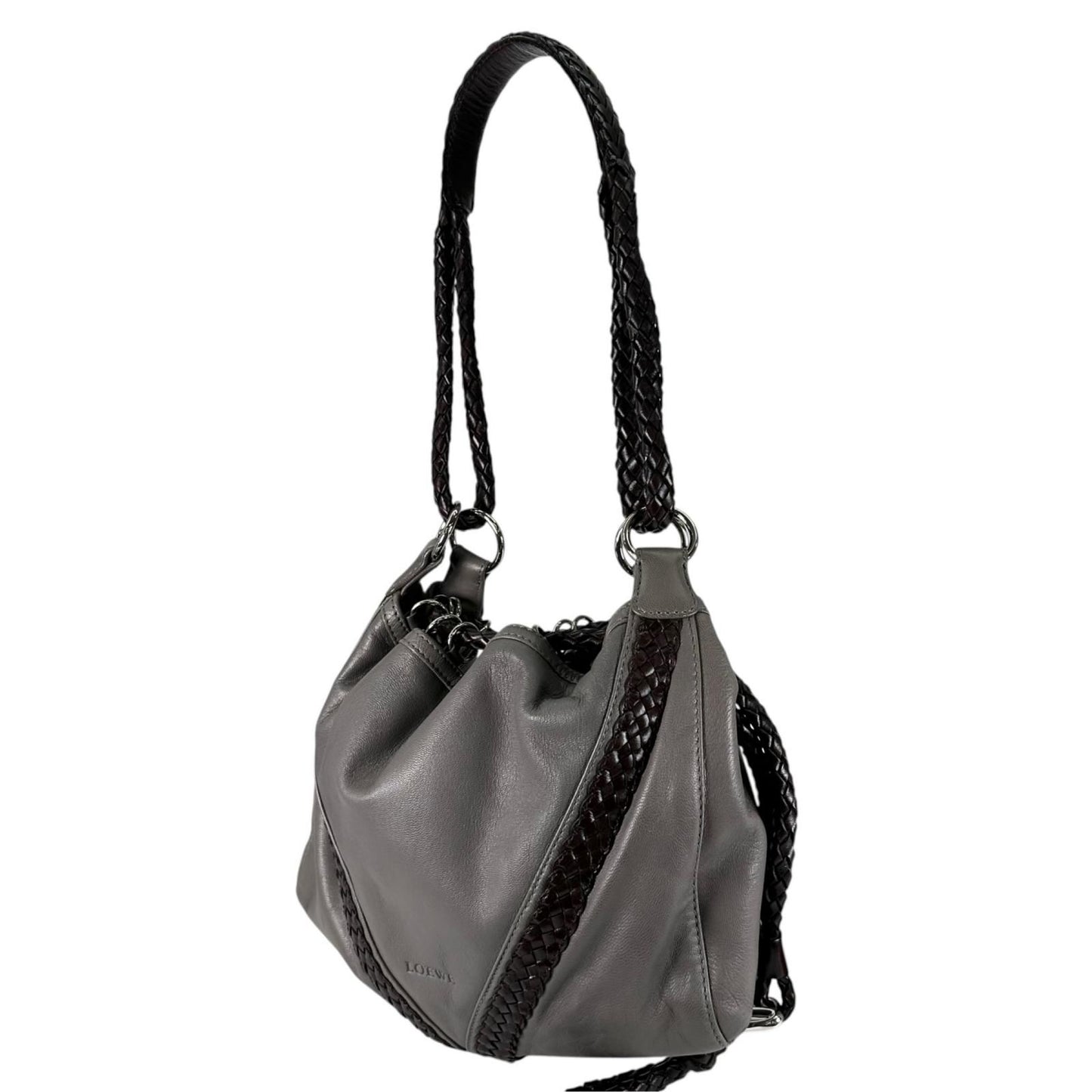 Loewe Shoulder Bag Leather Gray Braid — view 2
