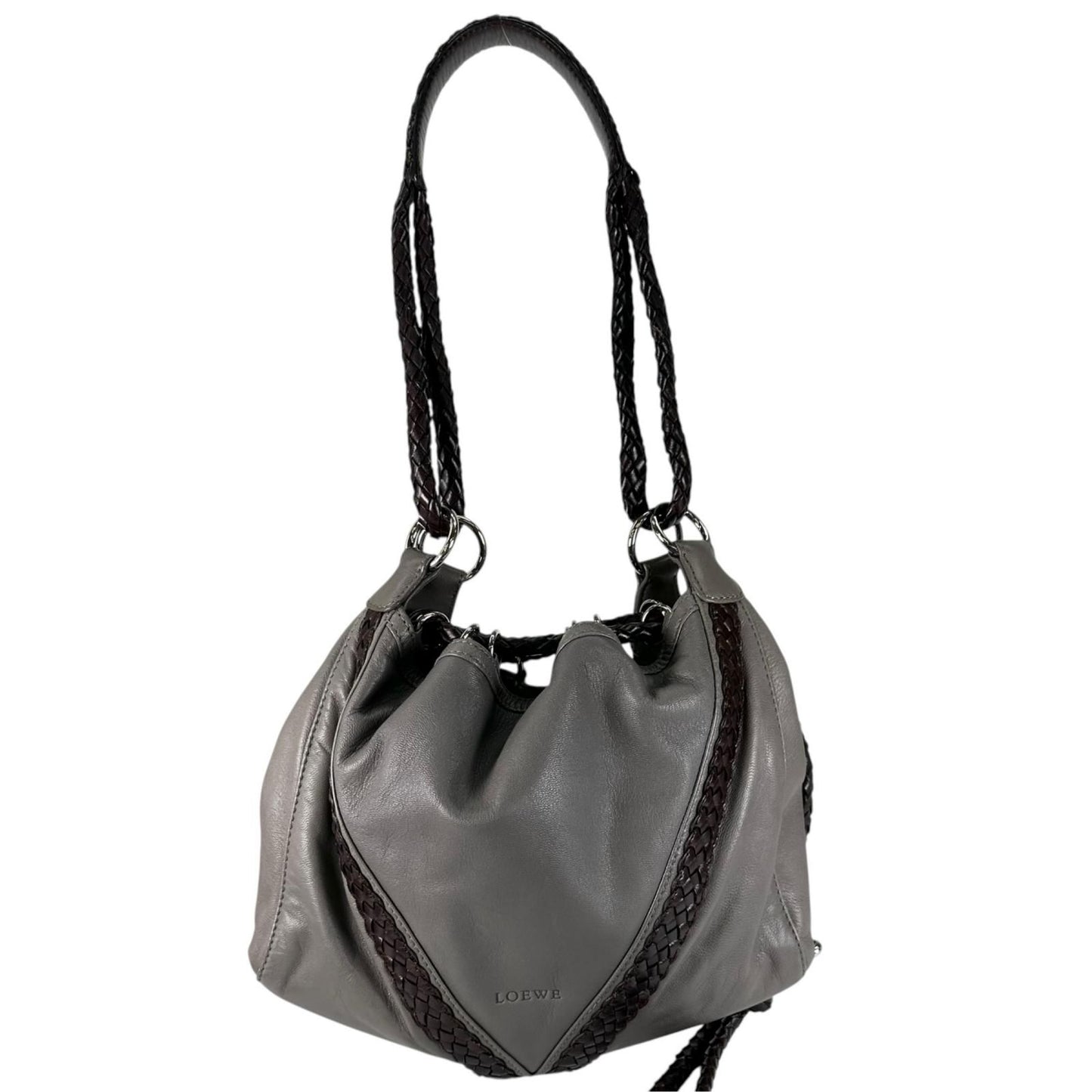 Loewe Shoulder Bag Leather Gray Braid