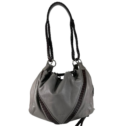 Loewe Shoulder Bag Leather Gray Braid