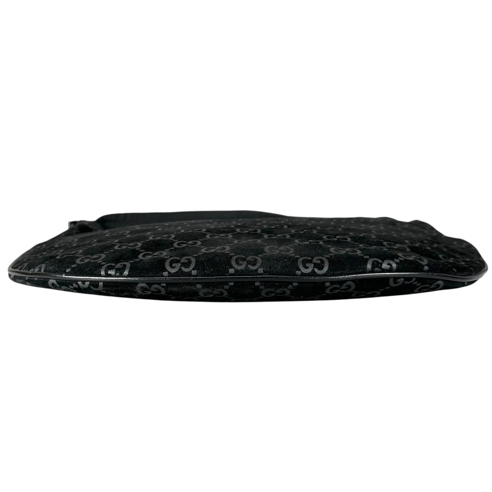 Gucci Shoulder Bag Suede Black GG Pattern — view 4