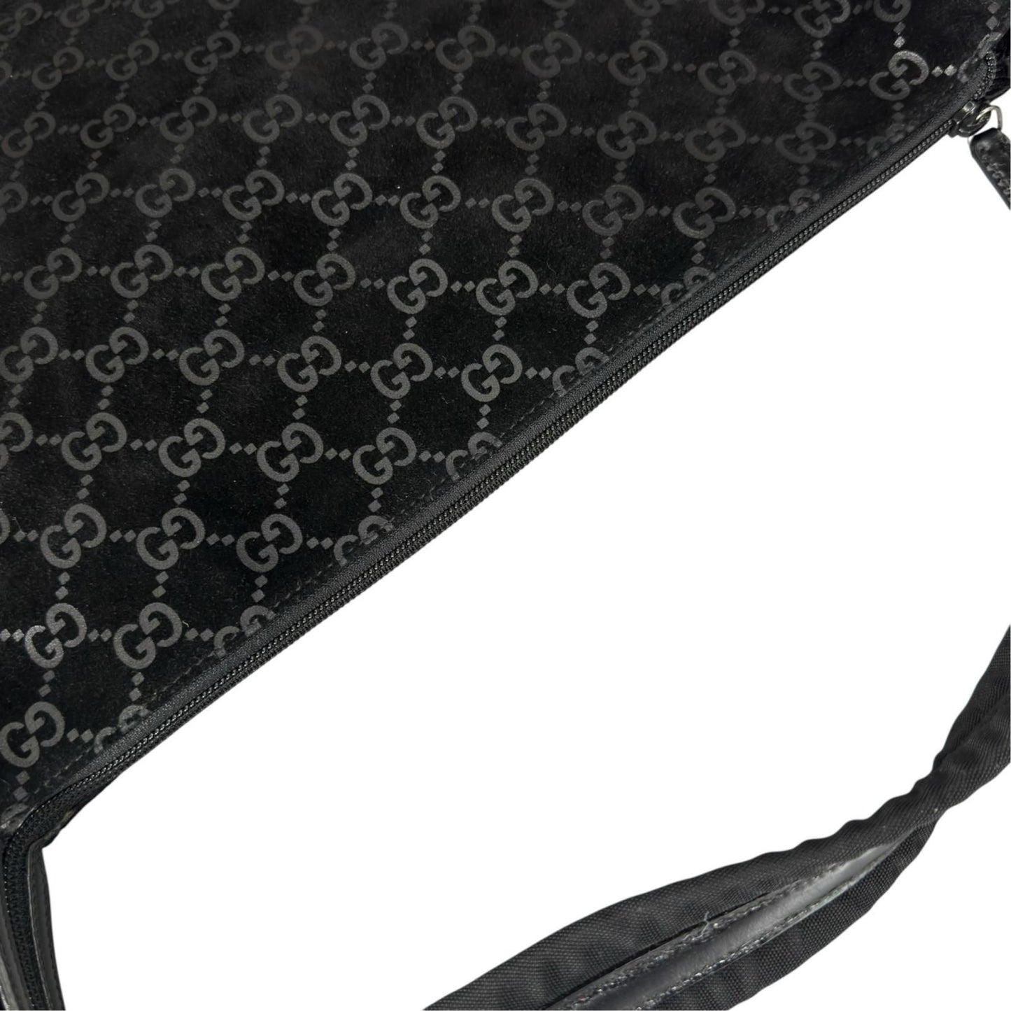 Gucci Shoulder Bag Suede Black GG Pattern — view 6