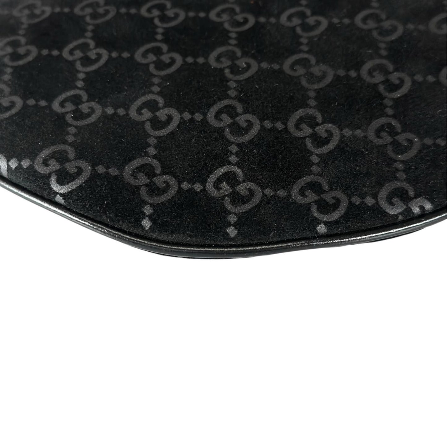 Gucci Shoulder Bag Suede Black GG Pattern — view 8