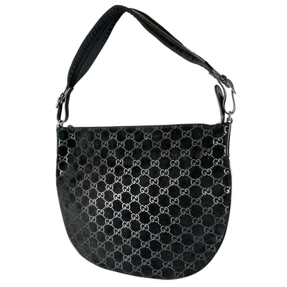 Gucci Shoulder Bag Suede Black GG Pattern — view 2