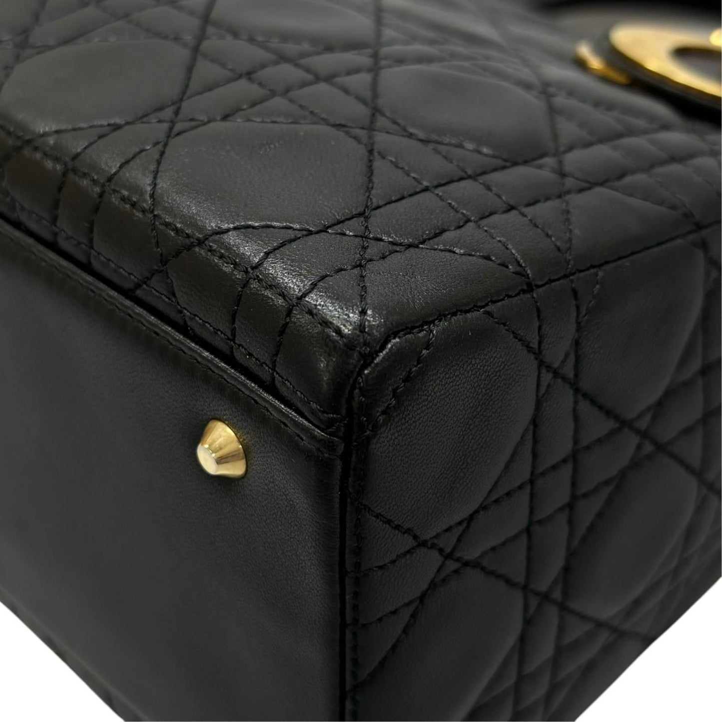 Dior Lady Dior Handbag Lambskin Black Medium — view 8