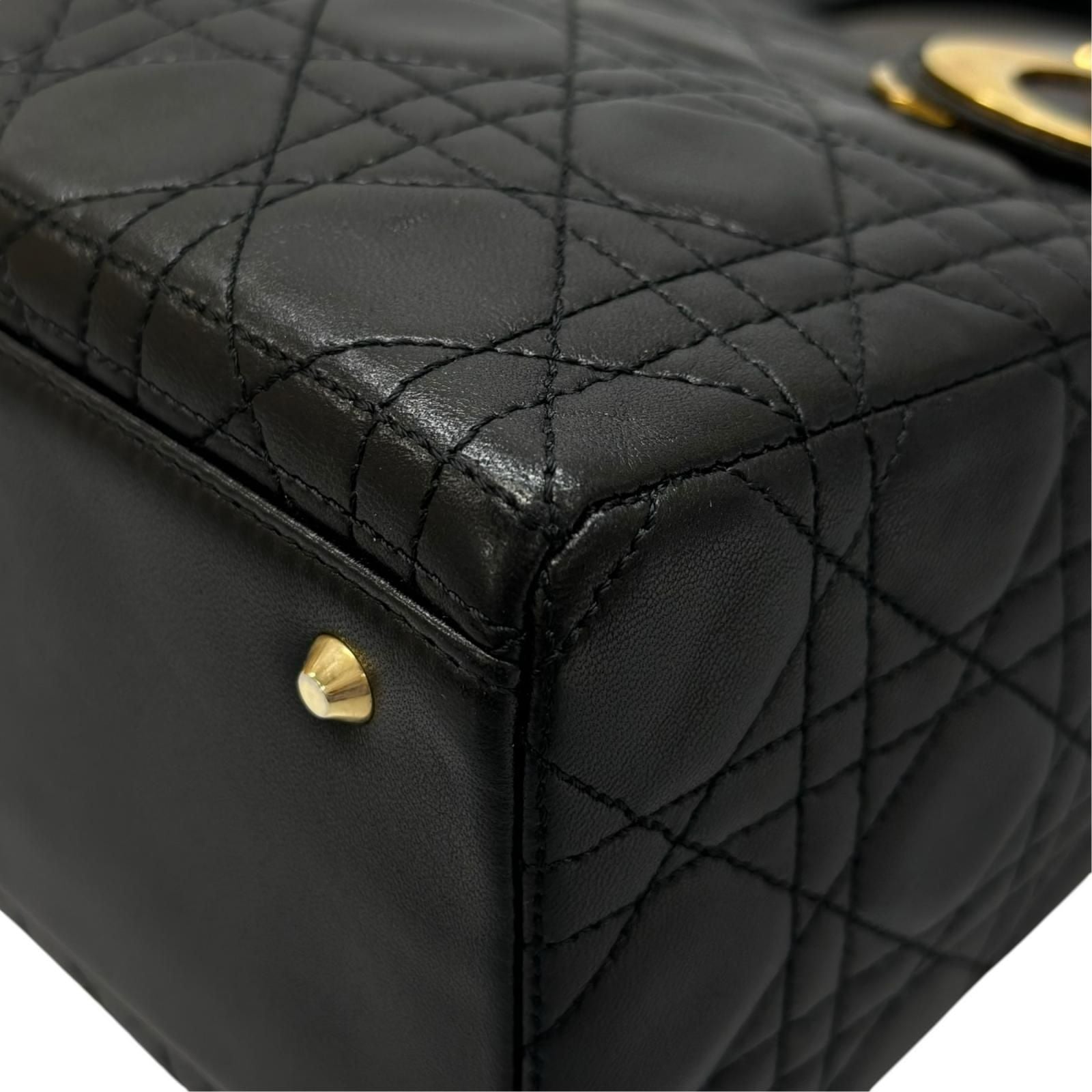 Dior Lady Dior Handbag Lambskin Black Medium — view 8