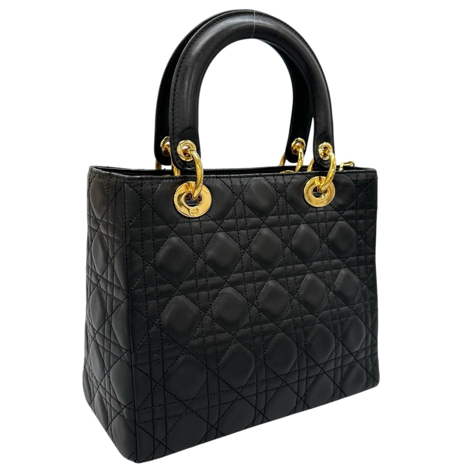 Dior Lady Dior Handbag Lambskin Black Medium — view 3