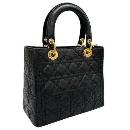 Dior Lady Dior Handbag Lambskin Black Medium — view 3