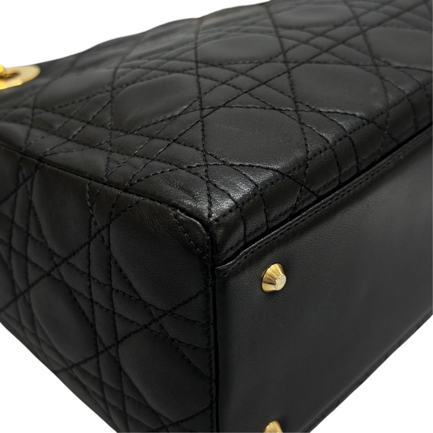 Dior Lady Dior Handbag Lambskin Black Medium — view 7