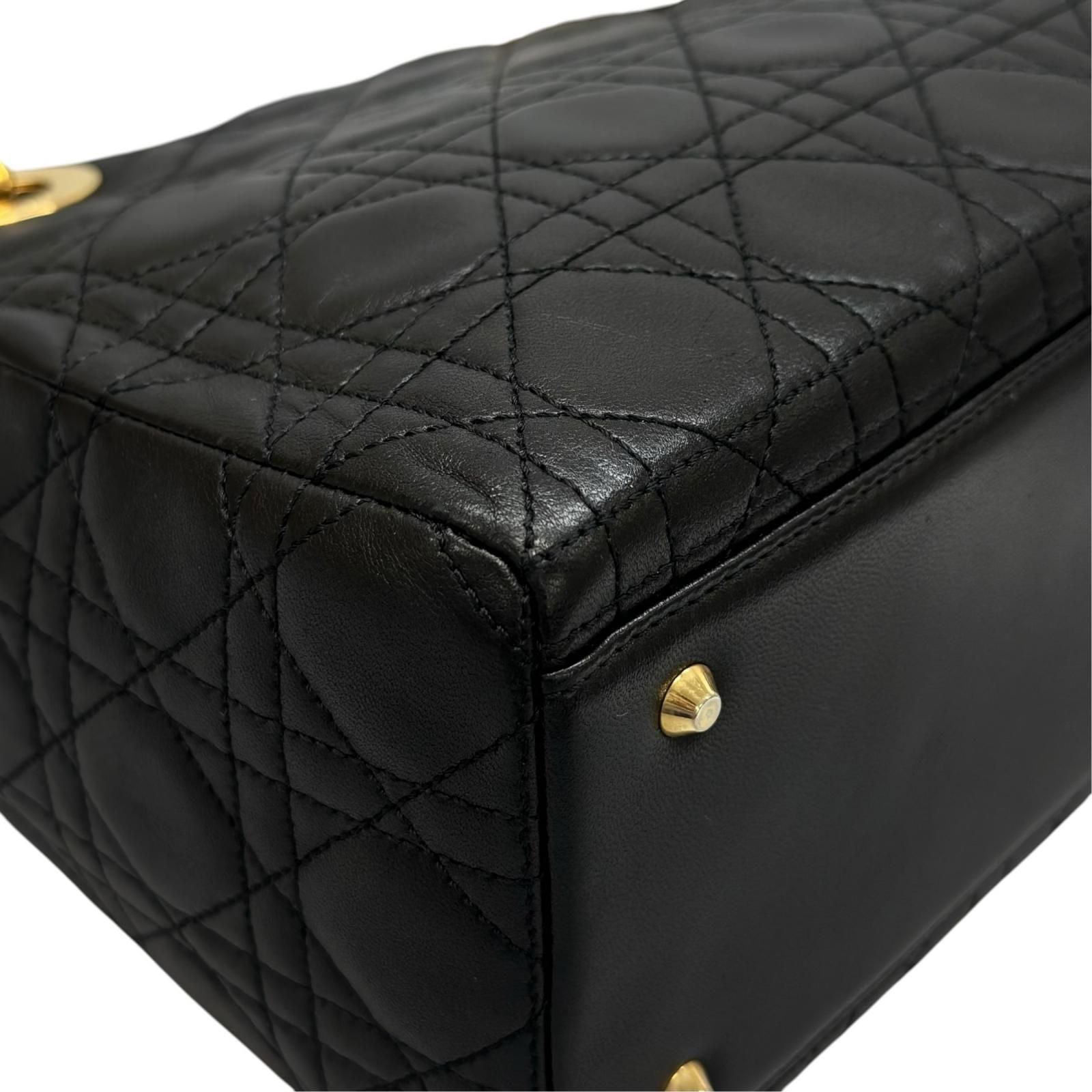 Dior Lady Dior Handbag Lambskin Black Medium — view 7