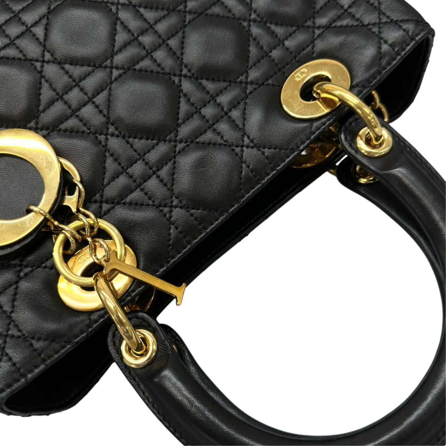 Dior Lady Dior Handbag Lambskin Black Medium — view 6