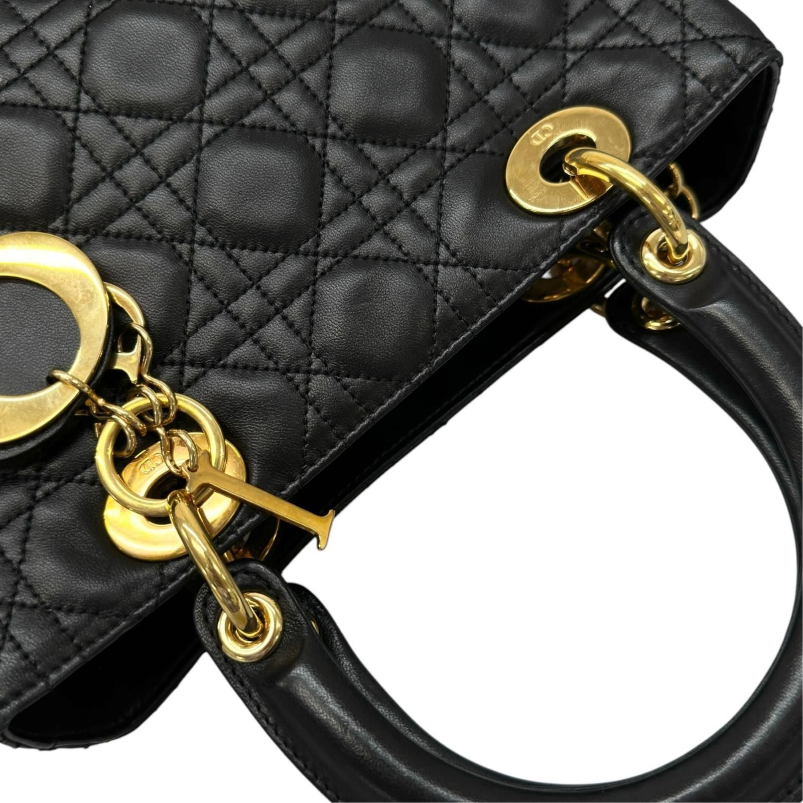 Dior Lady Dior Handbag Lambskin Black Medium — view 6