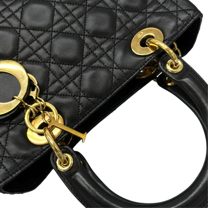 Dior Lady Dior Handbag Lambskin Black Medium — view 6