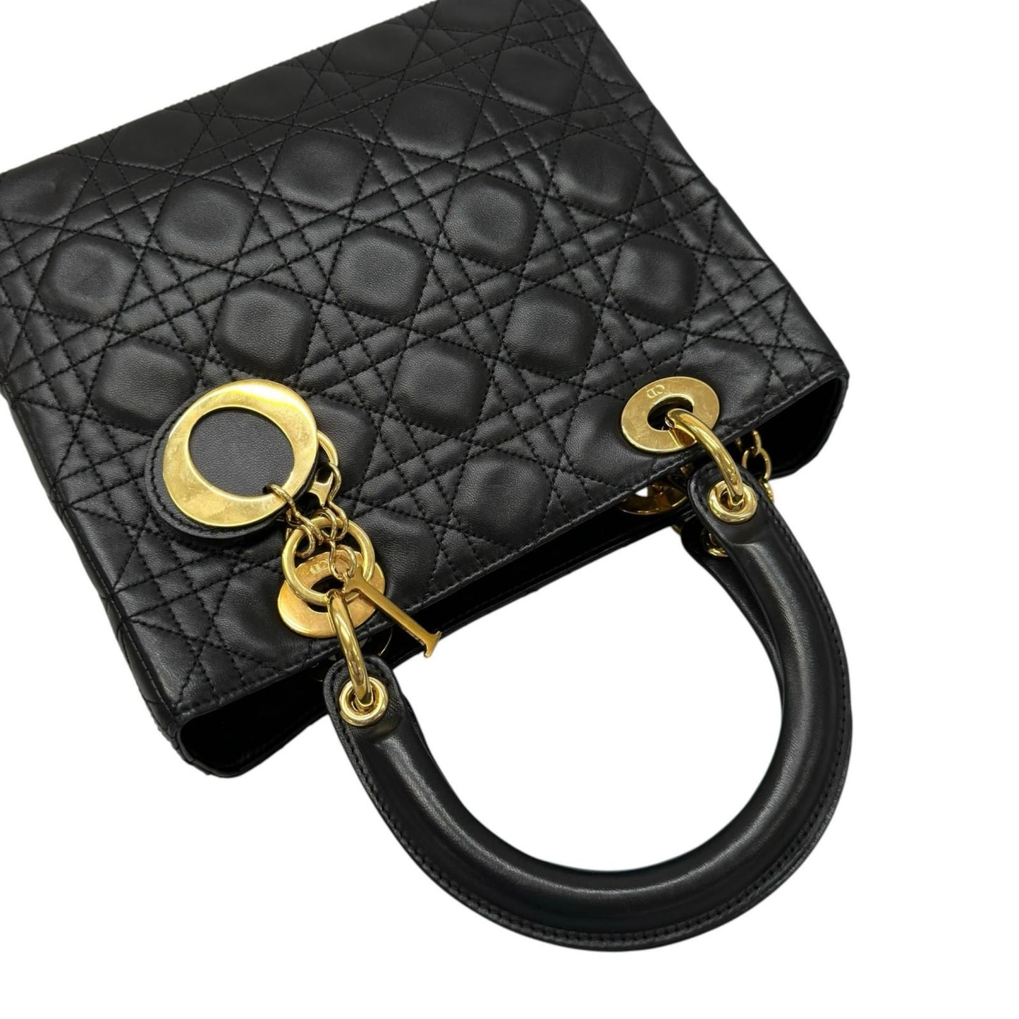 Dior Lady Dior Handbag Lambskin Black Medium — view 5