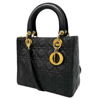 Dior Lady Dior Handbag Lambskin Black Medium — view 2
