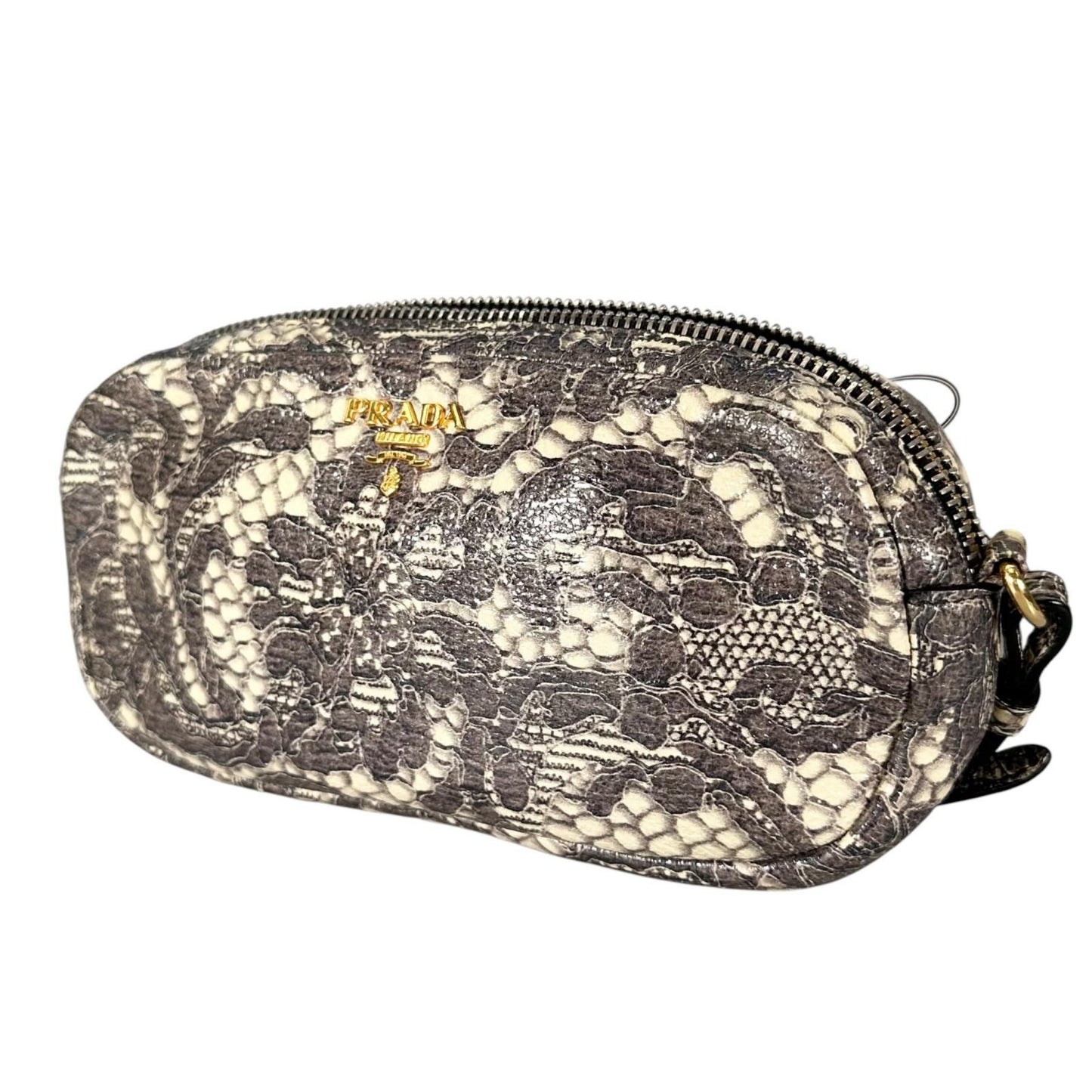 Prada Pouch Nylon Gray Botanical Pattern — view 2