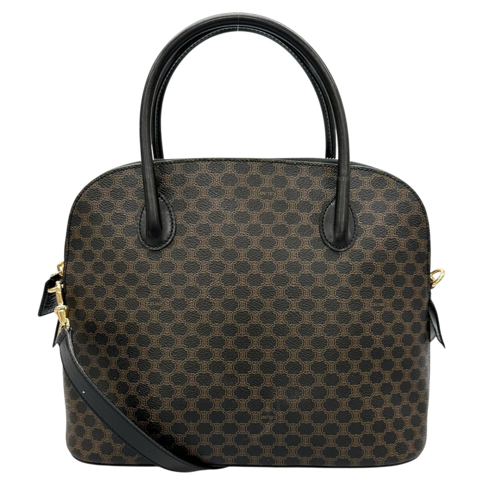 Celine Handbag Leather Brown 2-Way Macadam