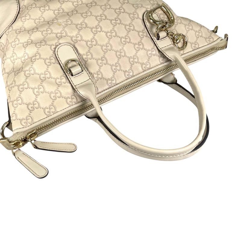 Guccissima 2-Way Tote Horsebit Shoulder Bag Beige