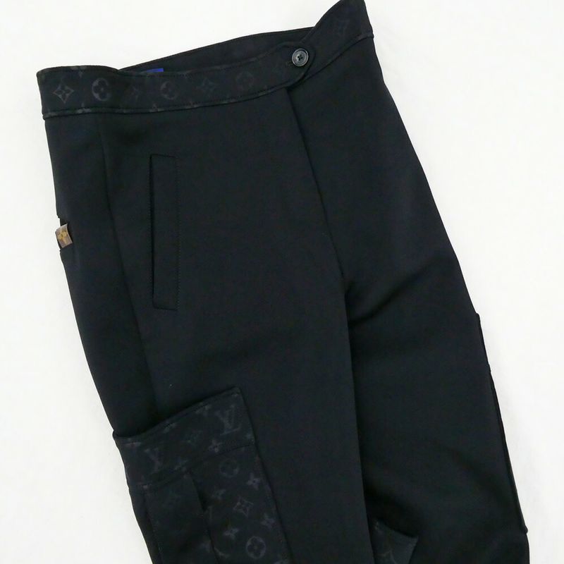 Louis Vuitton Monogram Detail Cargo Pants 38 Black Nylon