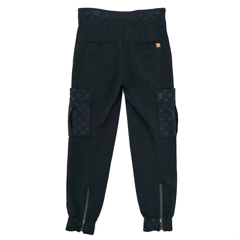 Louis Vuitton Monogram Detail Cargo Pants 38 Black Nylon