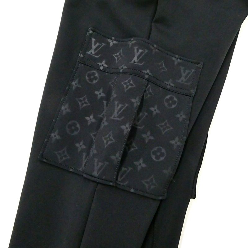 Louis Vuitton Monogram Detail Cargo Pants 38 Black Nylon