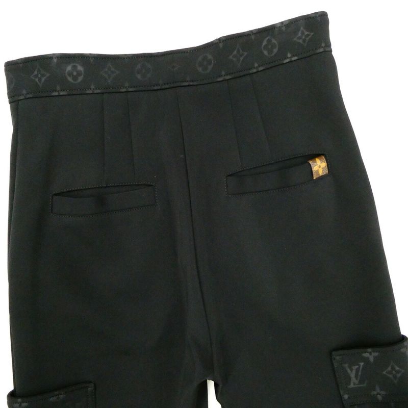 Louis Vuitton Monogram Detail Cargo Pants 38 Black Nylon