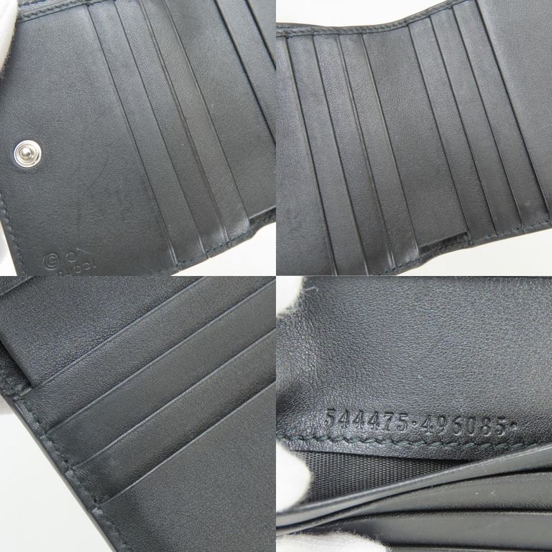 Gucci Bifold Wallet Micro GG Guccissima Leather Black Compact