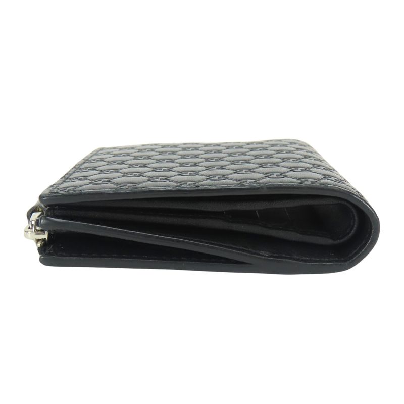 Gucci Bifold Wallet Micro GG Guccissima Leather Black Compact