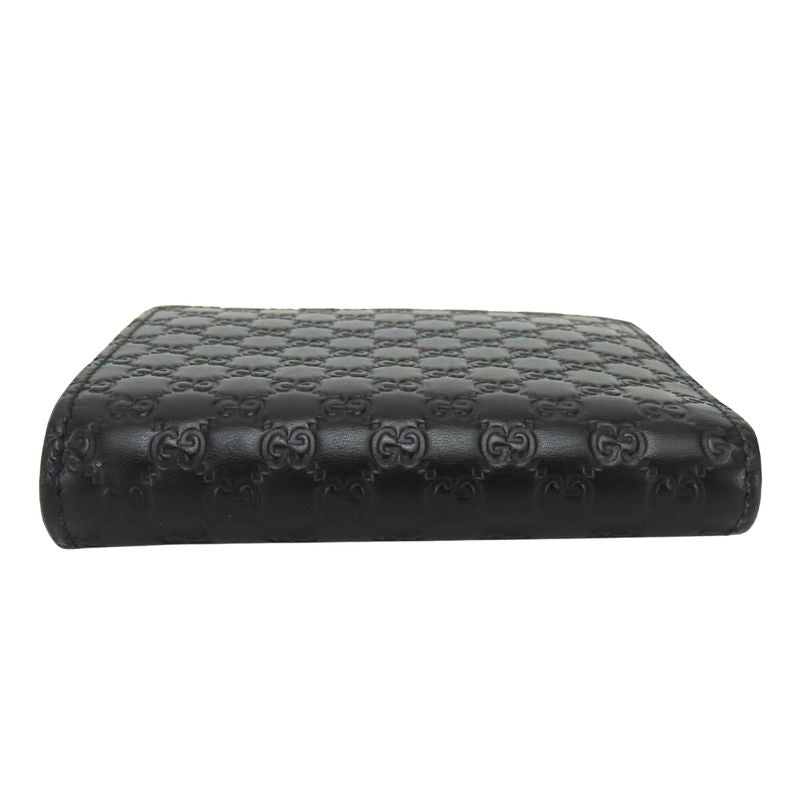Gucci Bifold Wallet Micro GG Guccissima Leather Black Compact