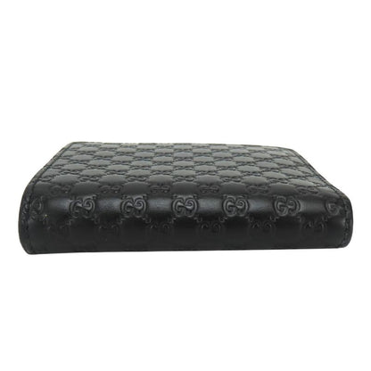Gucci Bifold Wallet Micro GG Guccissima Leather Black Compact