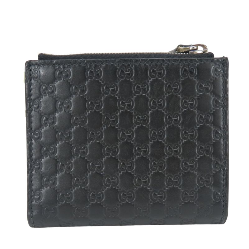 Gucci Bifold Wallet Micro GG Guccissima Leather Black Compact