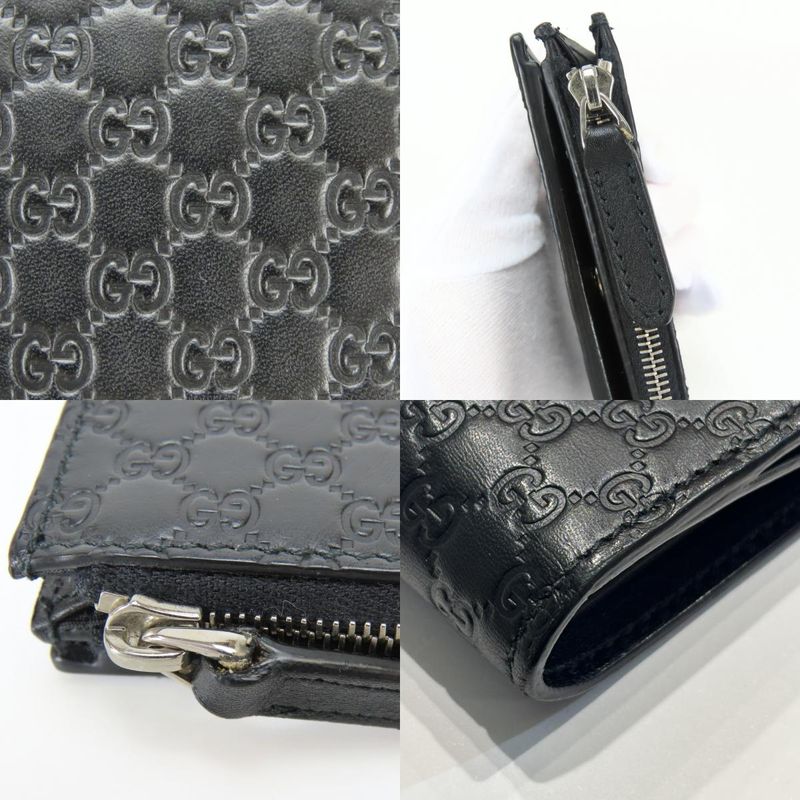 Gucci Bifold Wallet Micro GG Guccissima Leather Black Compact