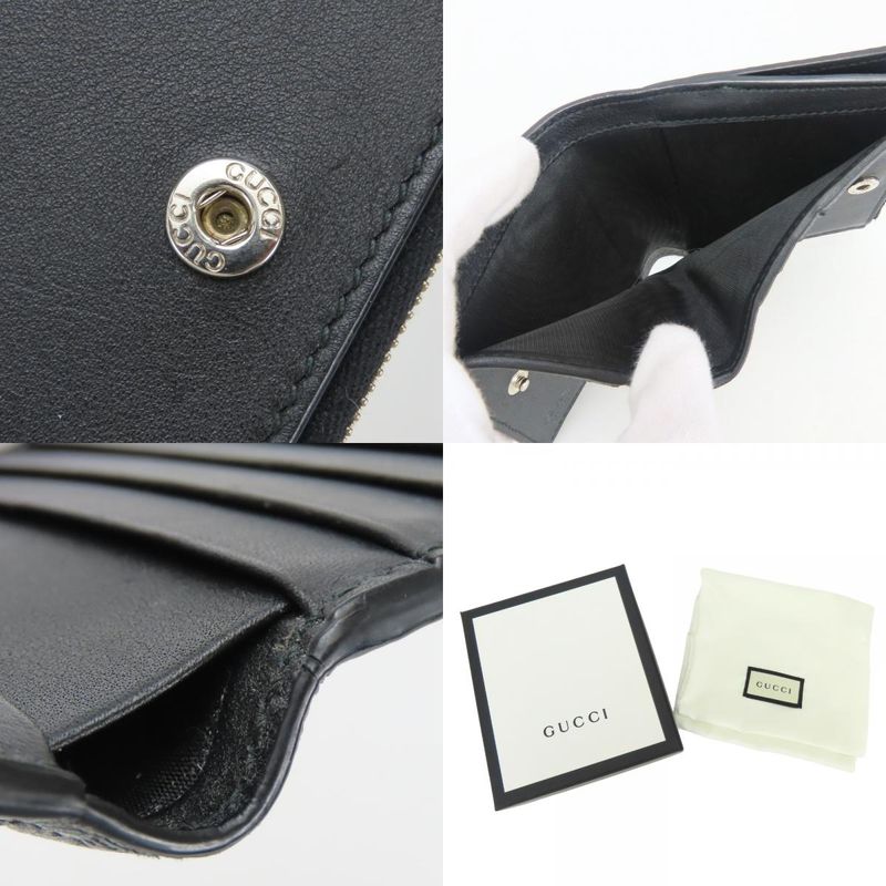 Gucci Bifold Wallet Micro GG Guccissima Leather Black Compact