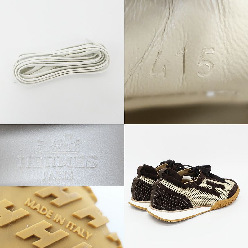 Hermes Sneakers Jet Beige Brown 41.5 26.5 cm Hlogo Shoes