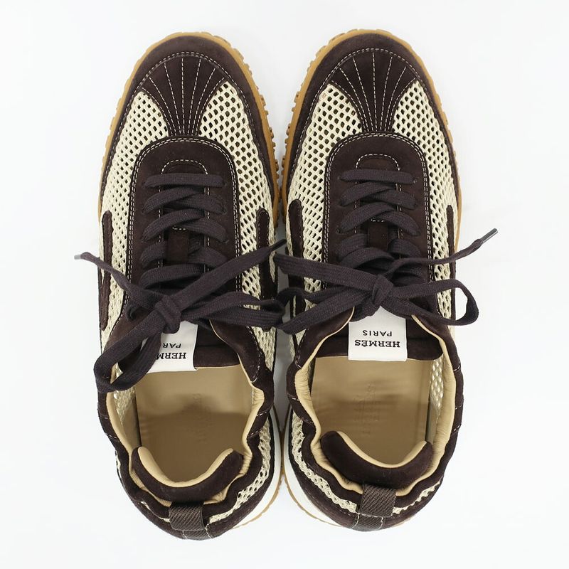 Hermes Sneakers Jet Beige Brown 41.5 26.5 cm Hlogo Shoes