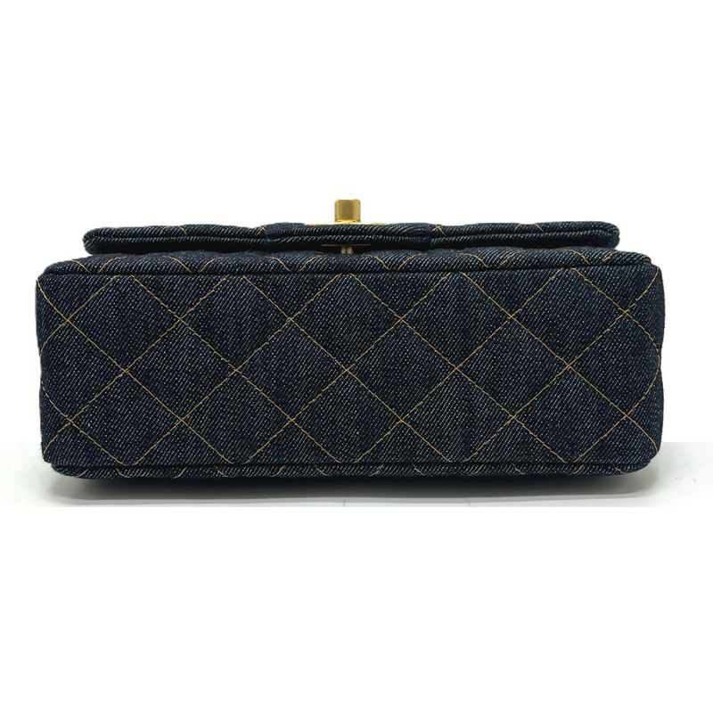 Chanel Shoulder Bag Quilted Mini 20 Denim Indigo Blue
