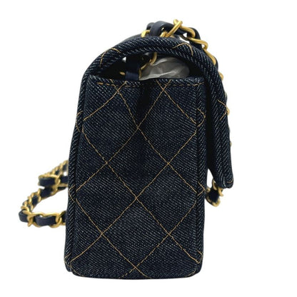 Chanel Shoulder Bag Quilted Mini 20 Denim Indigo Blue