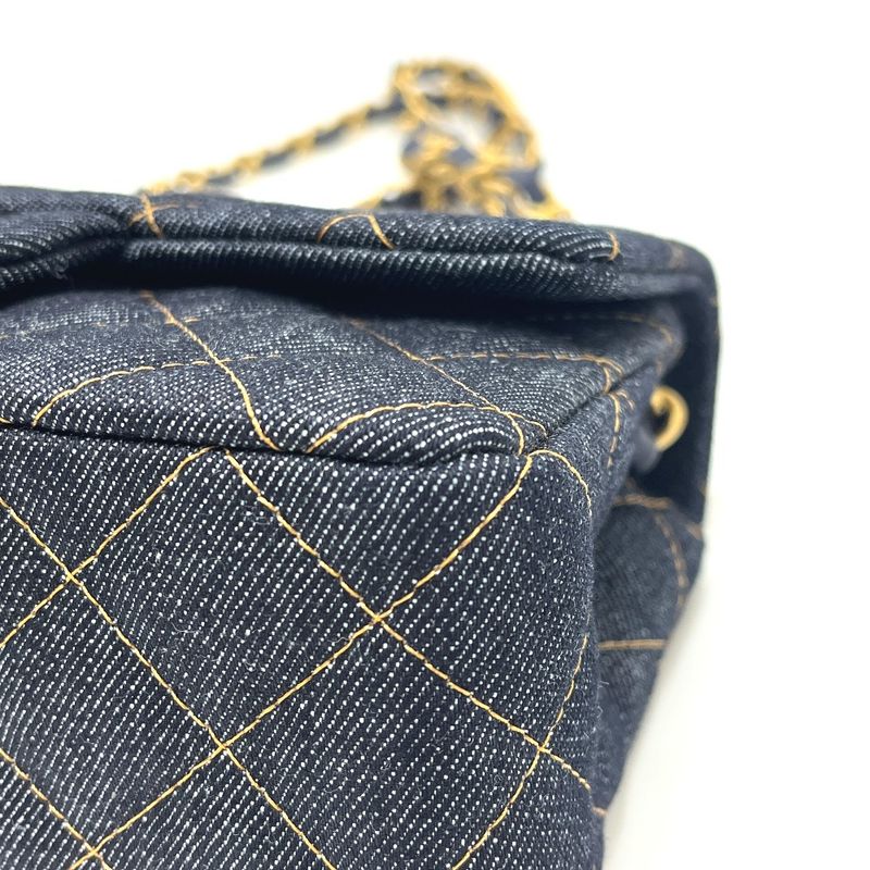 Chanel Shoulder Bag Quilted Mini 20 Denim Indigo Blue
