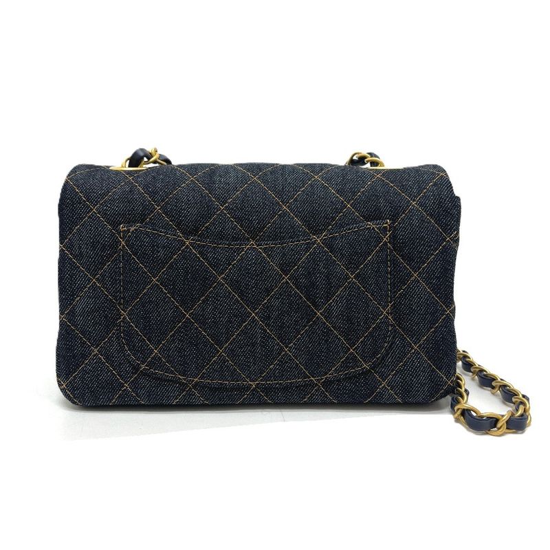 Chanel Shoulder Bag Quilted Mini 20 Denim Indigo Blue