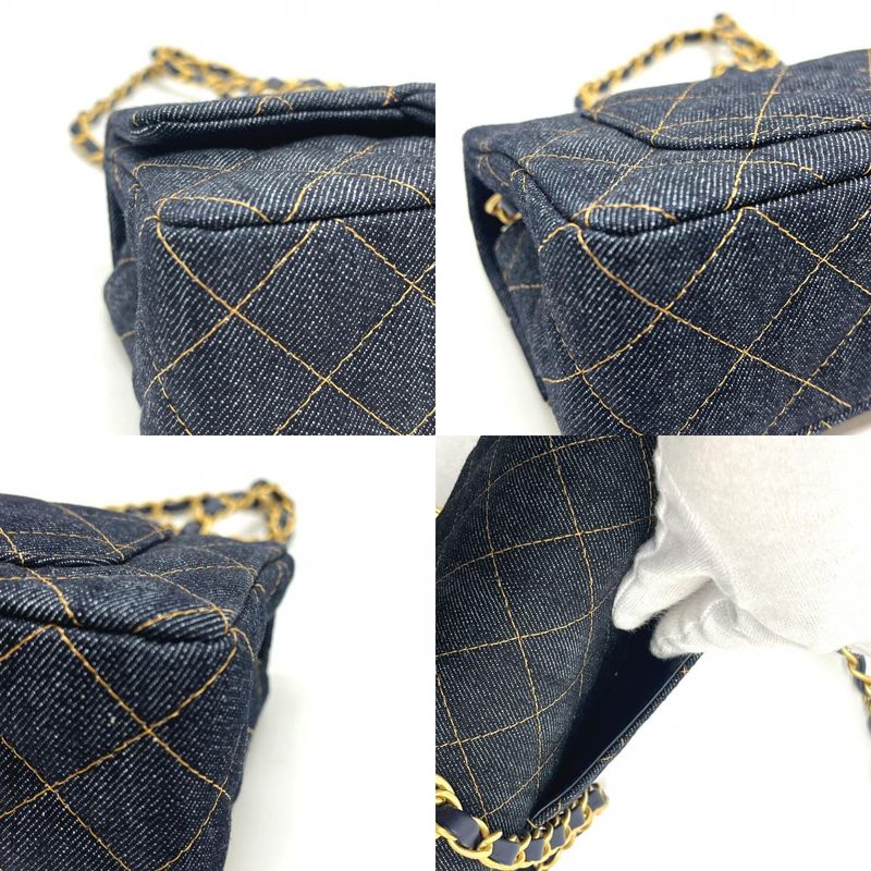 Chanel Shoulder Bag Quilted Mini 20 Denim Indigo Blue