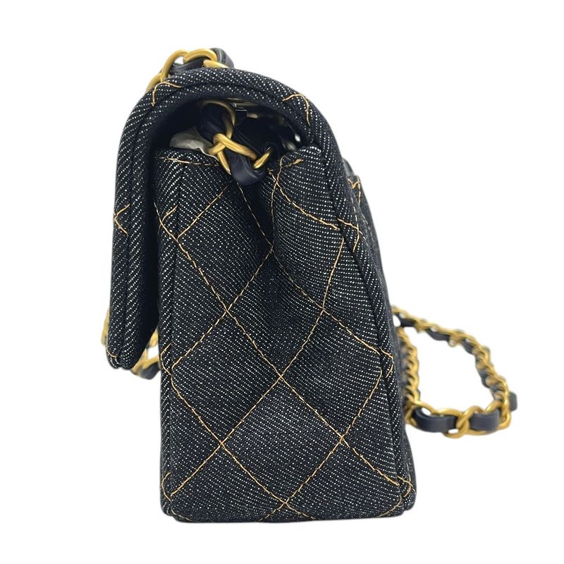 Chanel Shoulder Bag Quilted Mini 20 Denim Indigo Blue