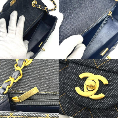 Chanel Shoulder Bag Quilted Mini 20 Denim Indigo Blue