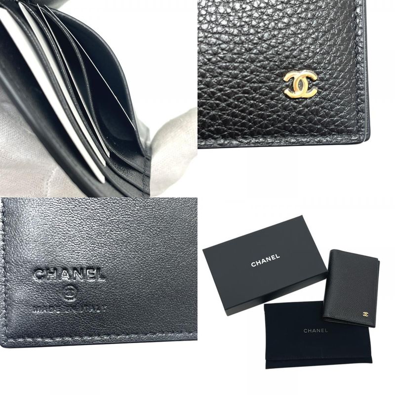 Chanel Passport Case CC Logo Classic Leather Black