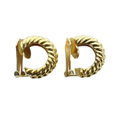 Dior Earrings Logo Clip Type Gold