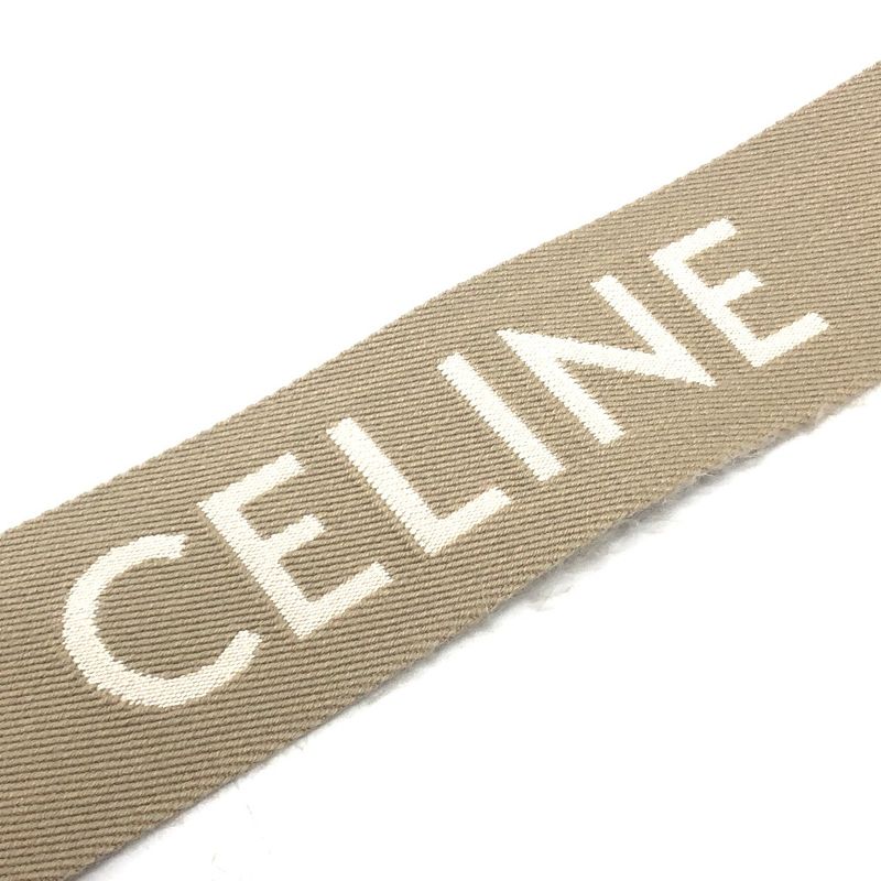 Celine Shoulder Strap Logo Canvas Leather Beige