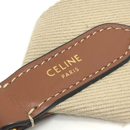 Celine Shoulder Strap Logo Canvas Leather Beige
